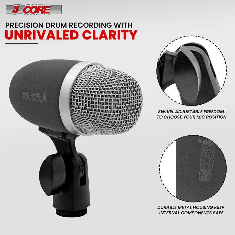5 Core Conga Mic Snare Tom Microphone Drum Kit Condenser XLR Instrument Mics - HONORABLE VETERANS SOLUTIONS