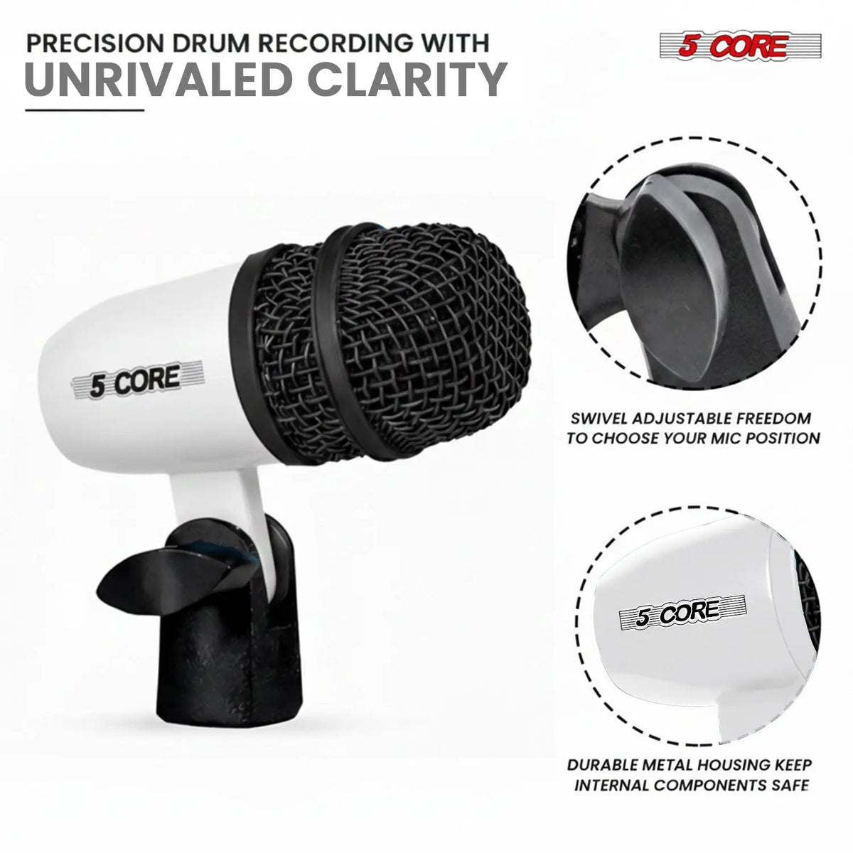 5 Core Conga Mic Snare Tom Set Professional XLR Cardioid Condenser Instrument Microphone Kit - HONORABLE VETERANS SOLUTIONS