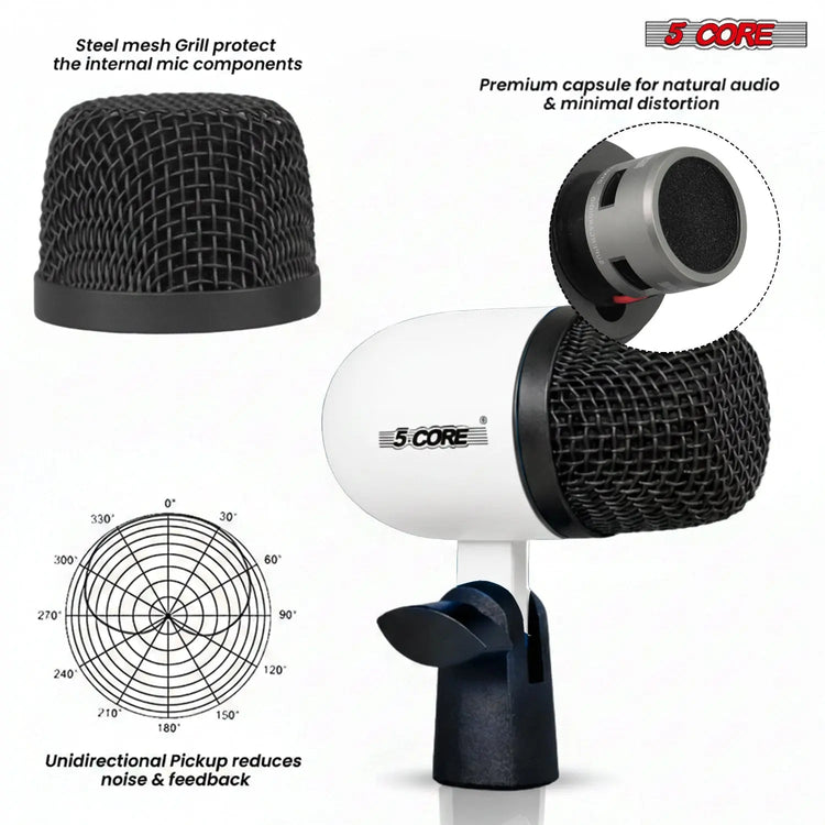 5 Core Conga Mic Snare Tom Set Professional XLR Cardioid Condenser Instrument Microphone Kit - HONORABLE VETERANS SOLUTIONS