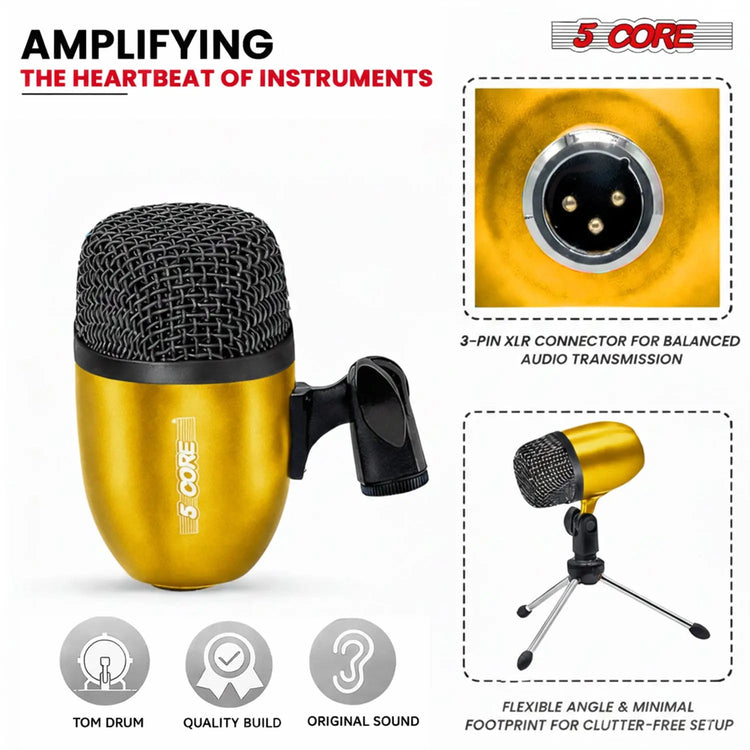 5 Core Conga Mic Snare Tom Set Professional XLR Cardioid Condenser Instrument Microphone Kit - HONORABLE VETERANS SOLUTIONS