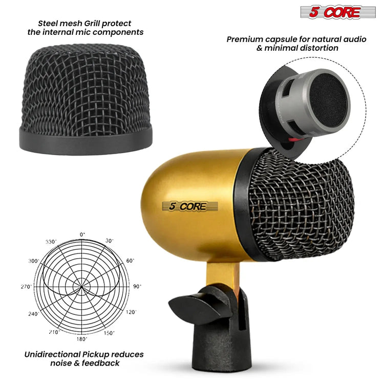 5 Core Conga Mic Snare Tom Set Professional XLR Cardioid Condenser Instrument Microphone Kit - HONORABLE VETERANS SOLUTIONS