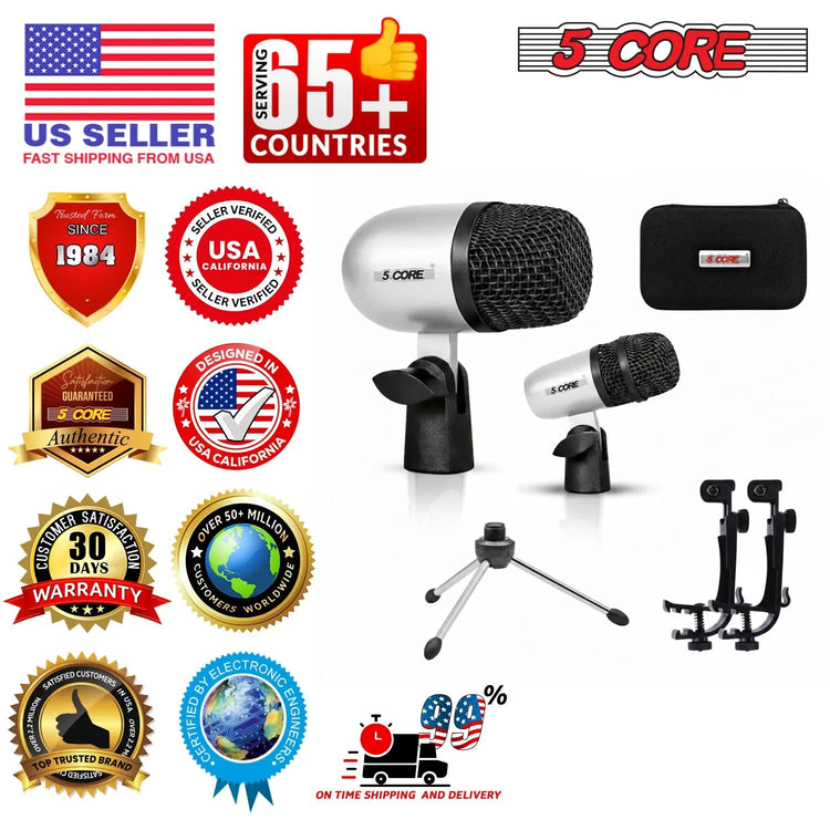5 Core Conga Mic Snare Tom Set Professional XLR Cardioid Condenser Instrument Microphone Kit - HONORABLE VETERANS SOLUTIONS