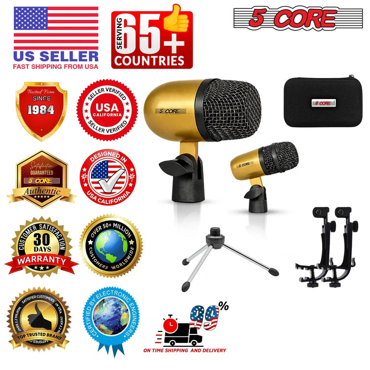 5 Core Conga Mic Snare Tom Set Professional XLR Cardioid Condenser Instrument Microphone Kit - HONORABLE VETERANS SOLUTIONS