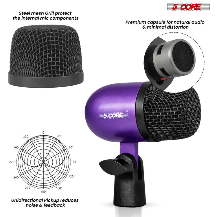 5 Core Conga Mic Snare Tom Set Professional XLR Cardioid Condenser Instrument Microphone Kit - HONORABLE VETERANS SOLUTIONS
