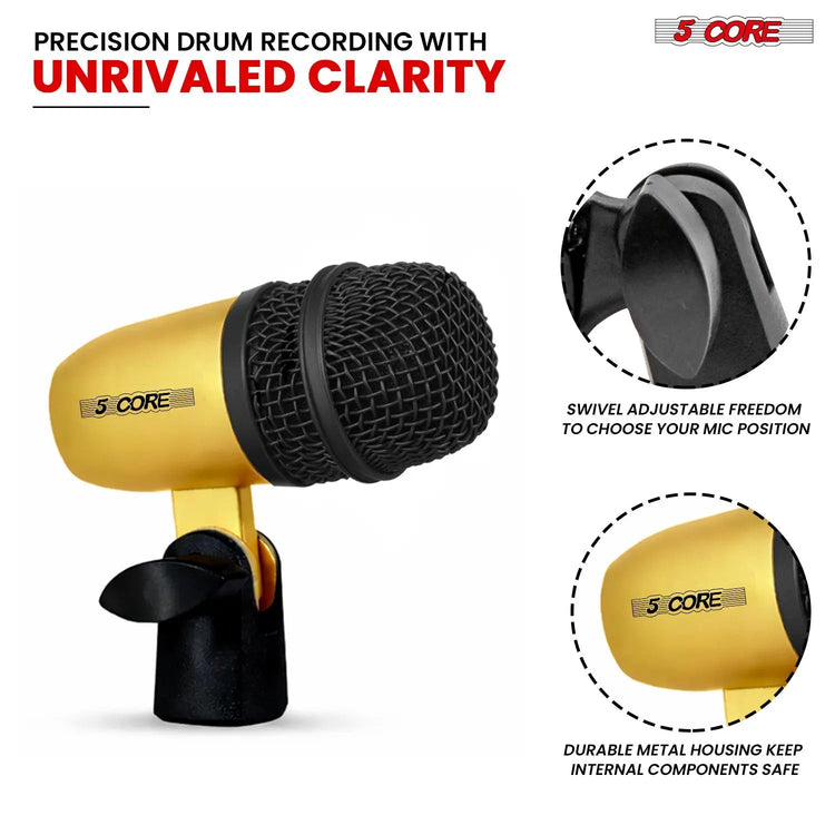 5 Core Conga Mic Snare Tom Set Professional XLR Cardioid Condenser Instrument Microphone Kit - HONORABLE VETERANS SOLUTIONS