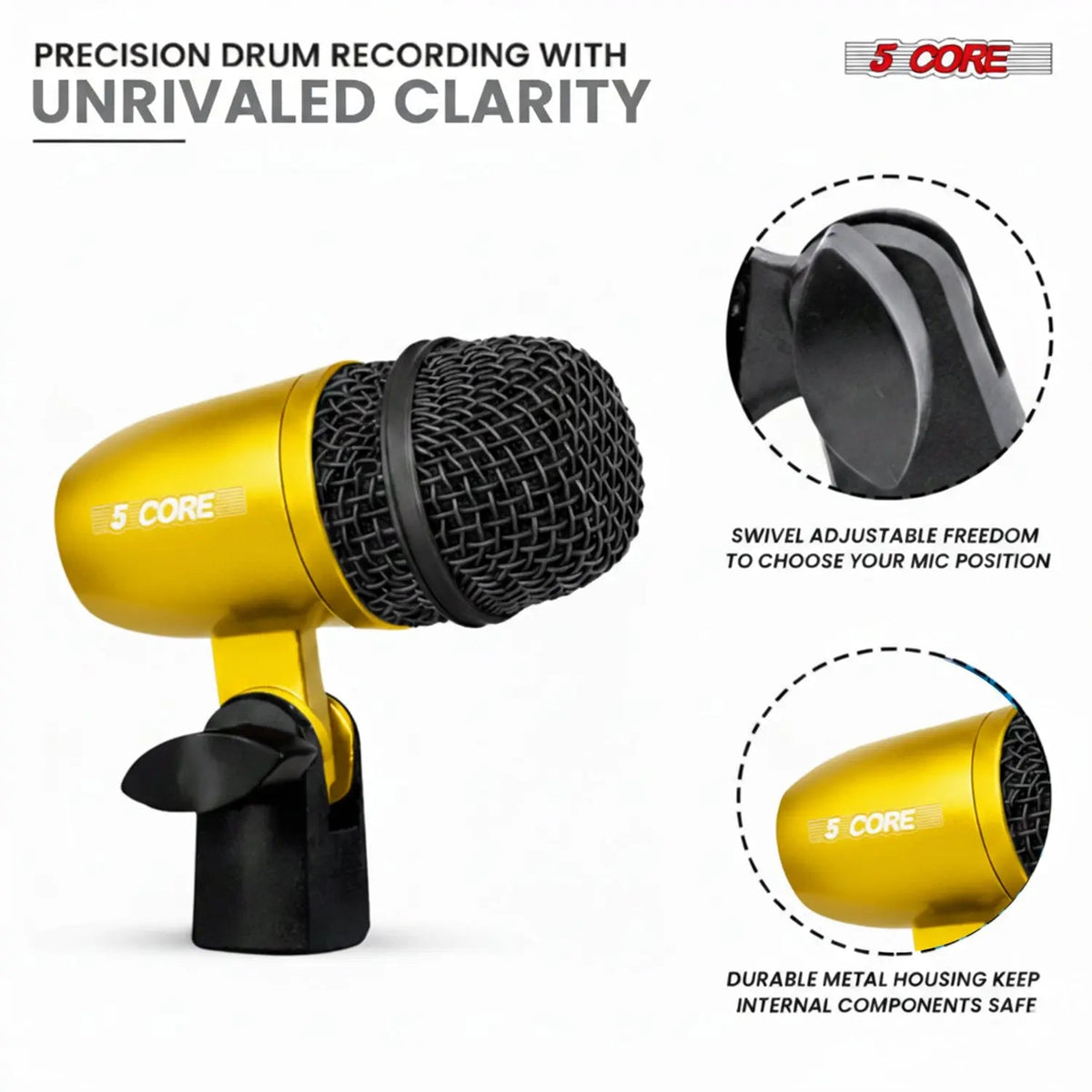5 Core Conga Mic Snare Tom Set Professional XLR Cardioid Condenser Instrument Microphone Kit - HONORABLE VETERANS SOLUTIONS