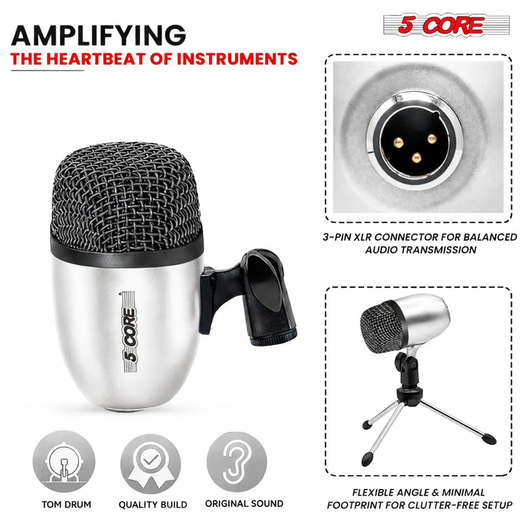 5 Core Conga Mic Snare Tom Set Professional XLR Cardioid Condenser Instrument Microphone Kit - HONORABLE VETERANS SOLUTIONS