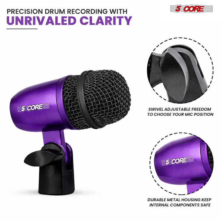 5 Core Conga Mic Snare Tom Set Professional XLR Cardioid Condenser Instrument Microphone Kit - HONORABLE VETERANS SOLUTIONS
