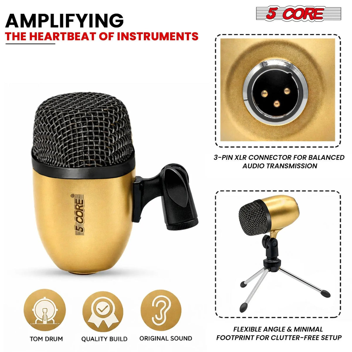 5 Core Conga Mic Snare Tom Set Professional XLR Cardioid Condenser Instrument Microphone Kit - HONORABLE VETERANS SOLUTIONS