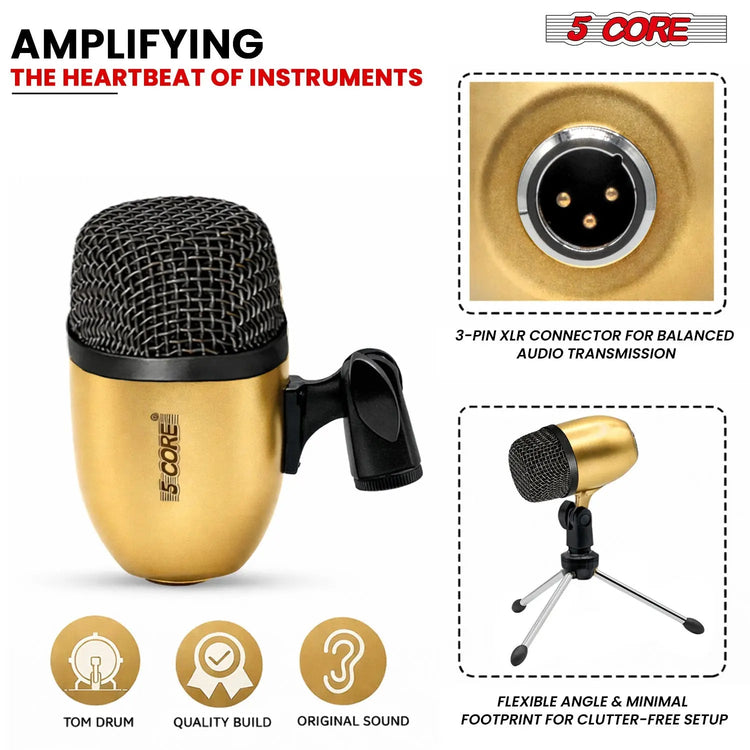 5 Core Conga Mic Snare Tom Set Professional XLR Cardioid Condenser Instrument Microphone Kit - HONORABLE VETERANS SOLUTIONS