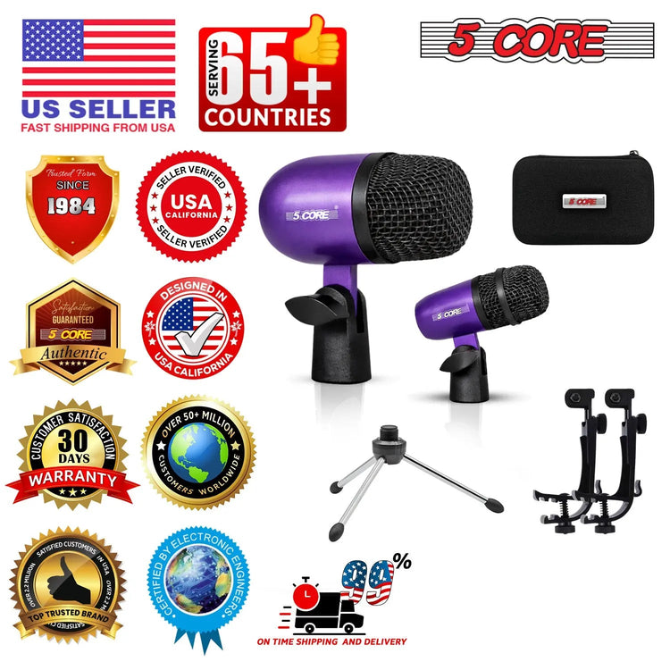 5 Core Conga Mic Snare Tom Set Professional XLR Cardioid Condenser Instrument Microphone Kit - HONORABLE VETERANS SOLUTIONS