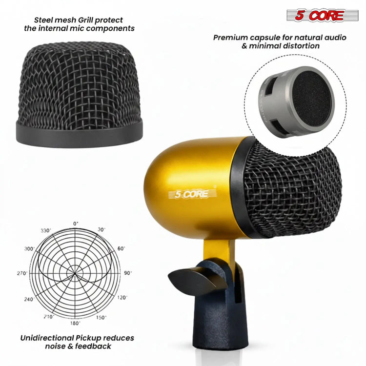 5 Core Conga Mic Snare Tom Set Professional XLR Cardioid Condenser Instrument Microphone Kit - HONORABLE VETERANS SOLUTIONS
