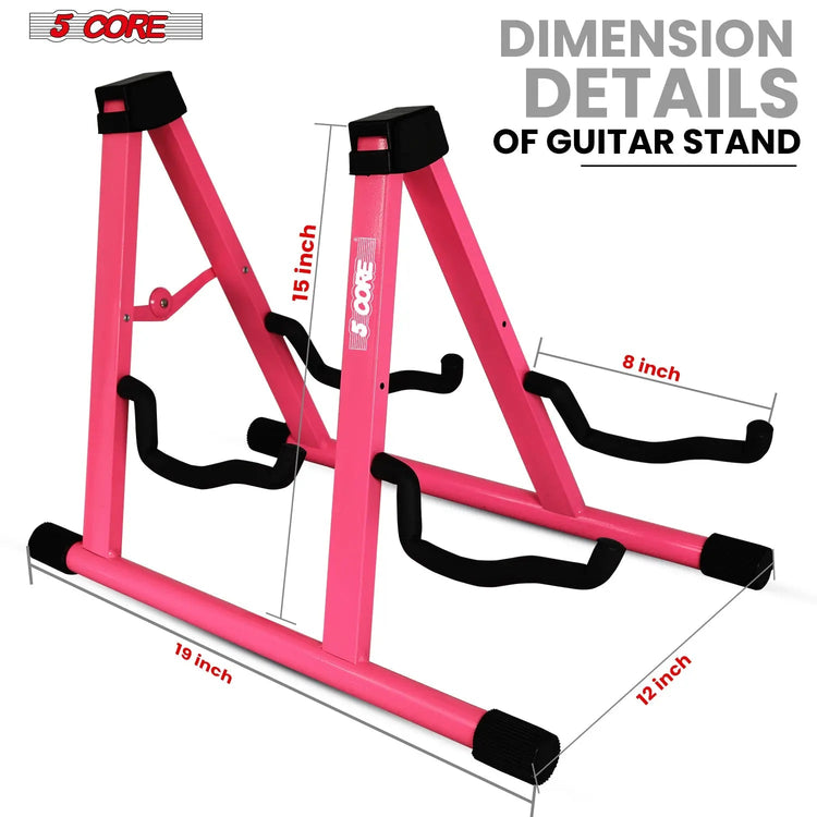 5 Core Double Guitar Stand A Frame Shape w Foam Arms Supports Acoustic Electric Bass Ukulele Banjo - HONORABLE VETERANS SOLUTIONS