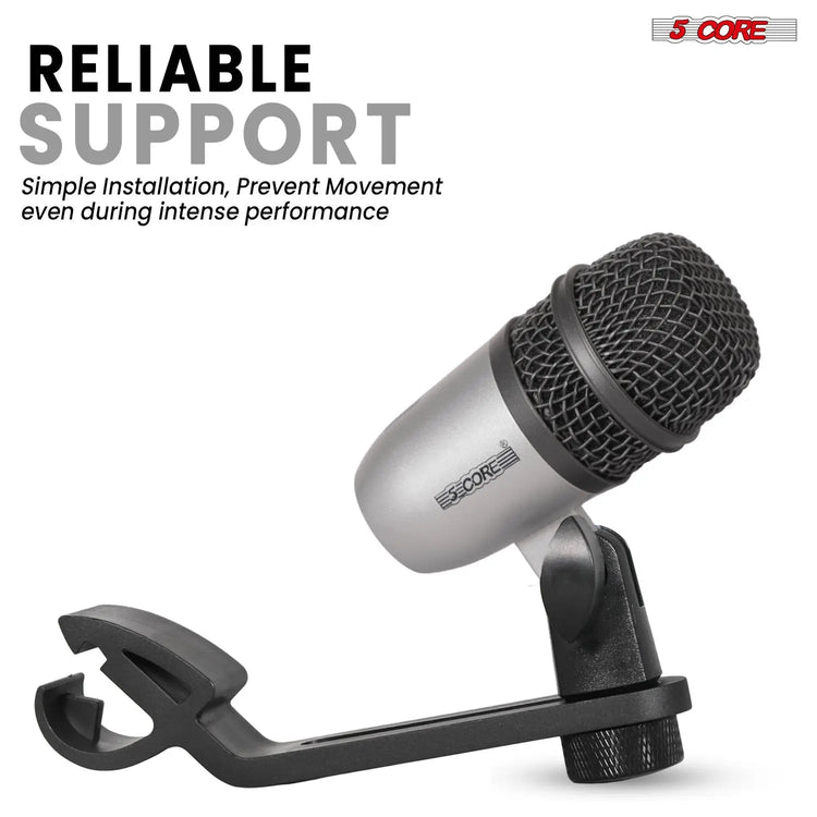 5 Core Drum Microphone Kit 7 Piece All Metal Drummer Instrument Mics Tom/Snare & Cymbals Set - HONORABLE VETERANS SOLUTIONS
