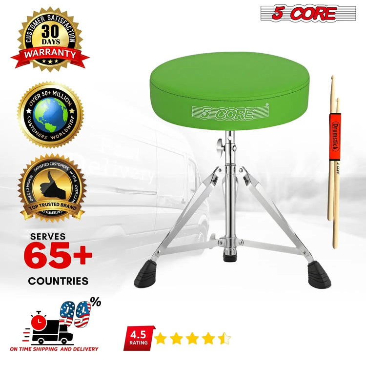 5 Core Drum Throne 3" Padded Drum Seat Height Adjustable Drumming Chair for Practice and Performance - HONORABLE VETERANS SOLUTIONS