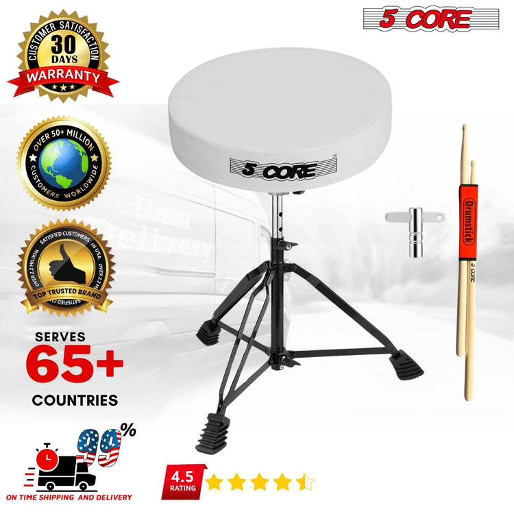 5 Core Drum Throne 3" Padded Drum Seat Height Adjustable Drumming Chair for Practice and Performance - HONORABLE VETERANS SOLUTIONS