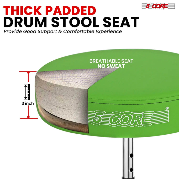 5 Core Drum Throne 3" Padded Drum Seat Height Adjustable Drumming Chair for Practice and Performance - HONORABLE VETERANS SOLUTIONS