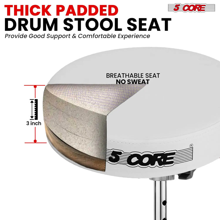 5 Core Drum Throne 3" Padded Drum Seat Height Adjustable Drumming Chair for Practice and Performance - HONORABLE VETERANS SOLUTIONS