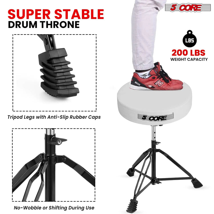 5 Core Drum Throne 3" Padded Drum Seat Height Adjustable Drumming Chair for Practice and Performance - HONORABLE VETERANS SOLUTIONS