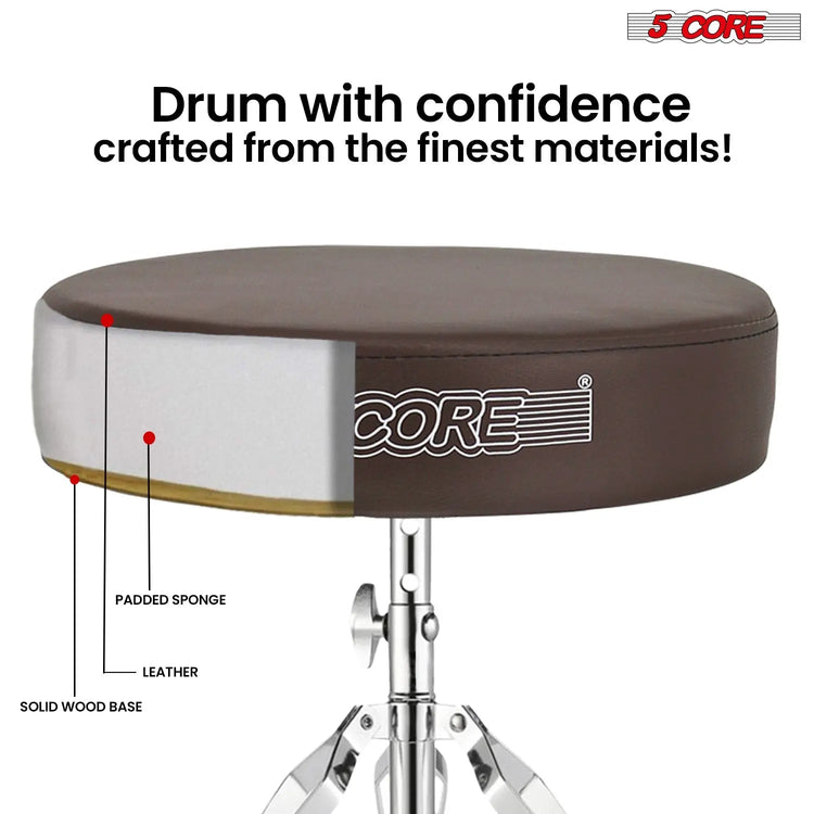5 Core Drum Throne 3" Padded Drum Seat Height Adjustable Drumming Chair for Practice and Performance - HONORABLE VETERANS SOLUTIONS