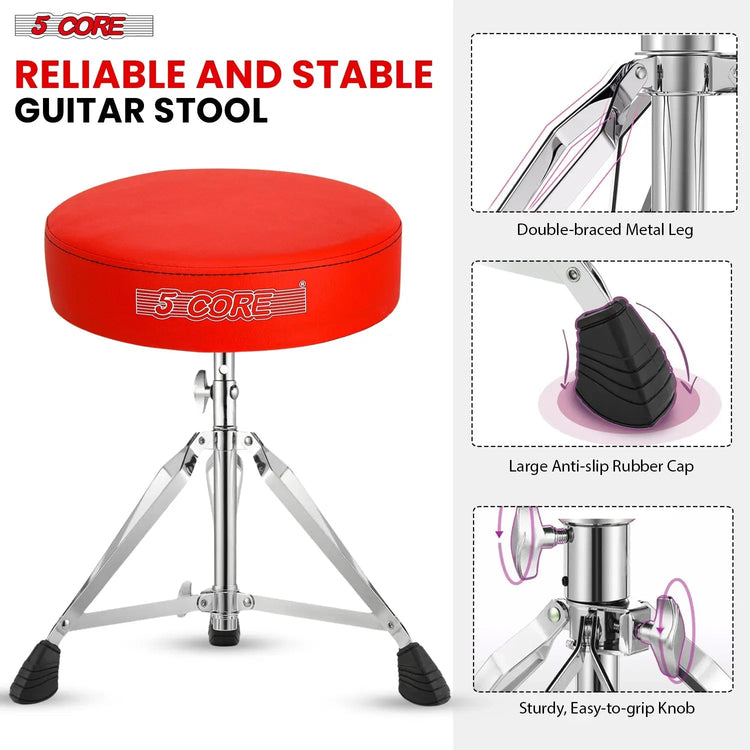 5 Core Drum Throne 3" Padded Drum Seat Height Adjustable Drumming Chair for Practice and Performance - HONORABLE VETERANS SOLUTIONS