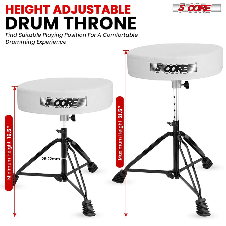 5 Core Drum Throne 3" Padded Drum Seat Height Adjustable Drumming Chair for Practice and Performance - HONORABLE VETERANS SOLUTIONS