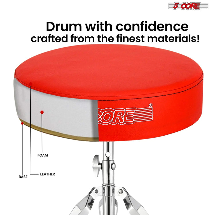 5 Core Drum Throne 3" Padded Drum Seat Height Adjustable Drumming Chair for Practice and Performance - HONORABLE VETERANS SOLUTIONS