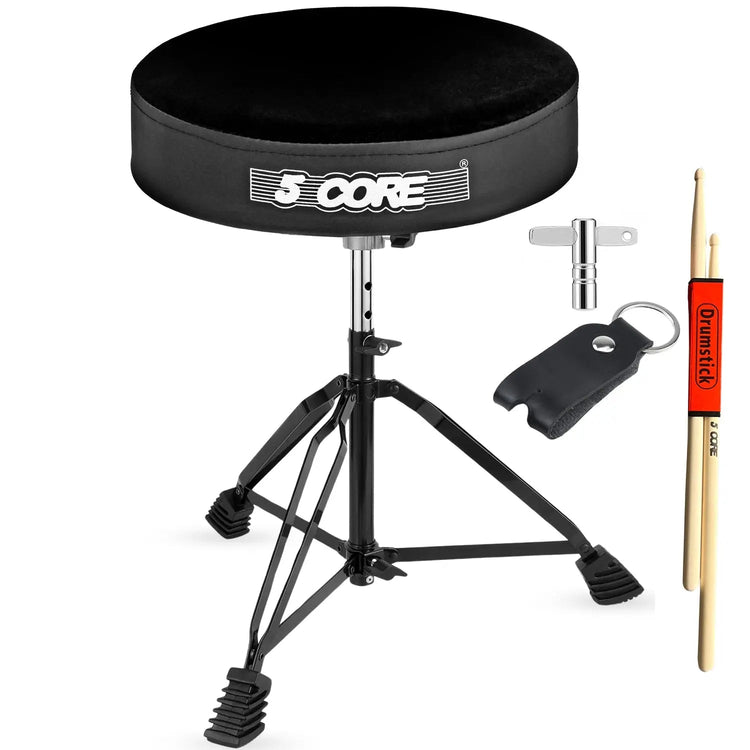 5 Core Drum Throne 3" Padded Drum Seat Height Adjustable Drumming Chair for Practice and Performance - HONORABLE VETERANS SOLUTIONS