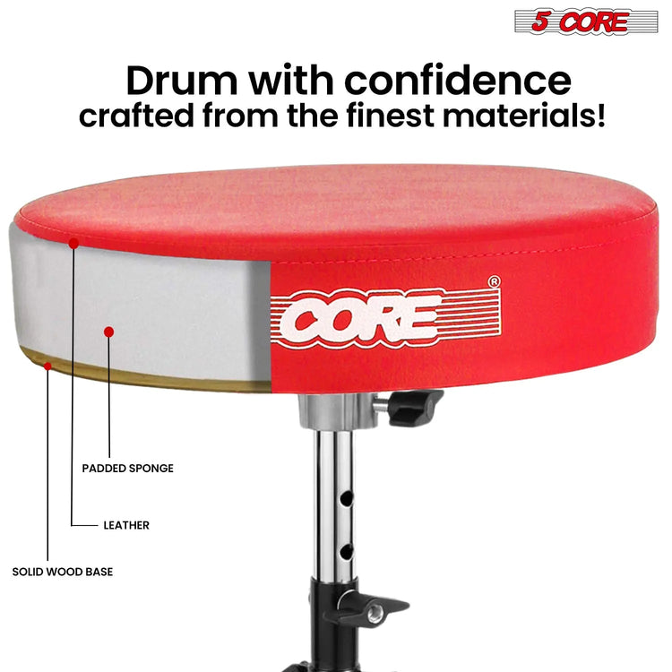 5 Core Drum Throne 3" Padded Drum Seat Height Adjustable Drumming Chair for Practice and Performance - HONORABLE VETERANS SOLUTIONS