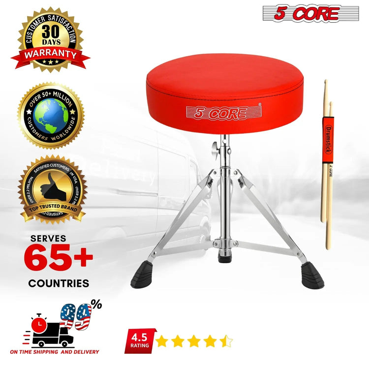 5 Core Drum Throne 3" Padded Drum Seat Height Adjustable Drumming Chair for Practice and Performance - HONORABLE VETERANS SOLUTIONS