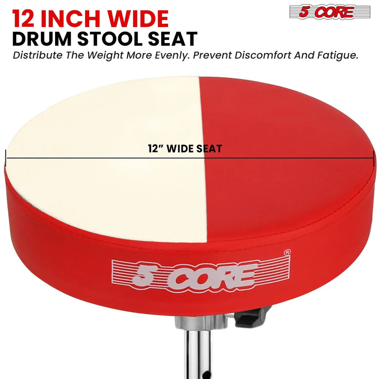 5 Core Drum Throne 3" Padded Drum Seat Height Adjustable Drumming Chair for Practice and Performance - HONORABLE VETERANS SOLUTIONS