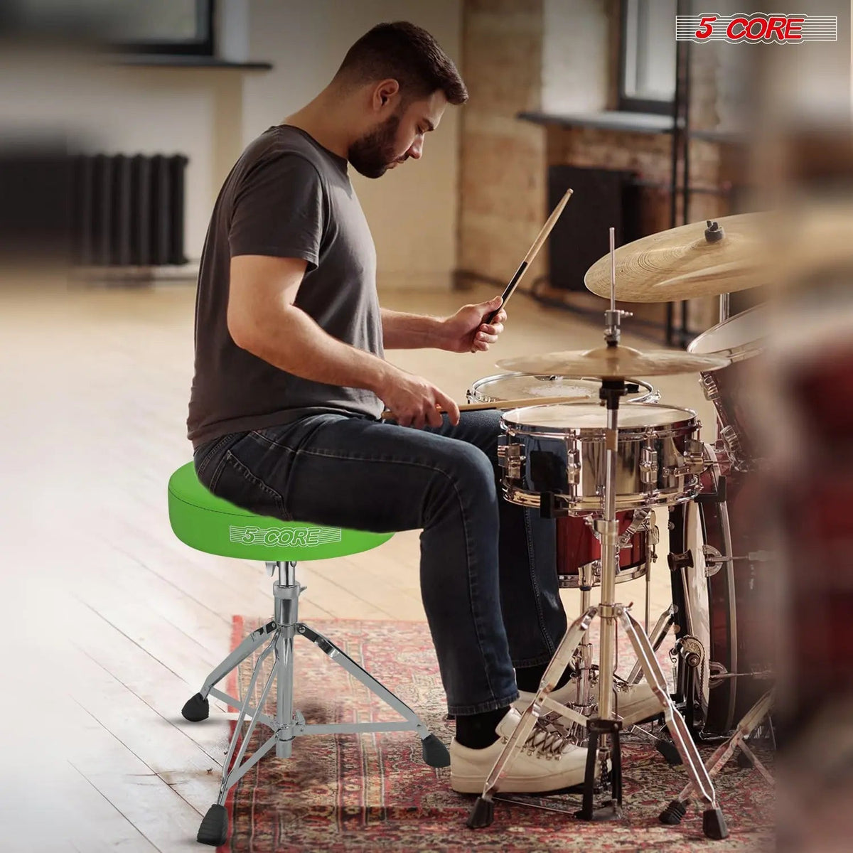 5 Core Drum Throne 3" Padded Drum Seat Height Adjustable Drumming Chair for Practice and Performance - HONORABLE VETERANS SOLUTIONS