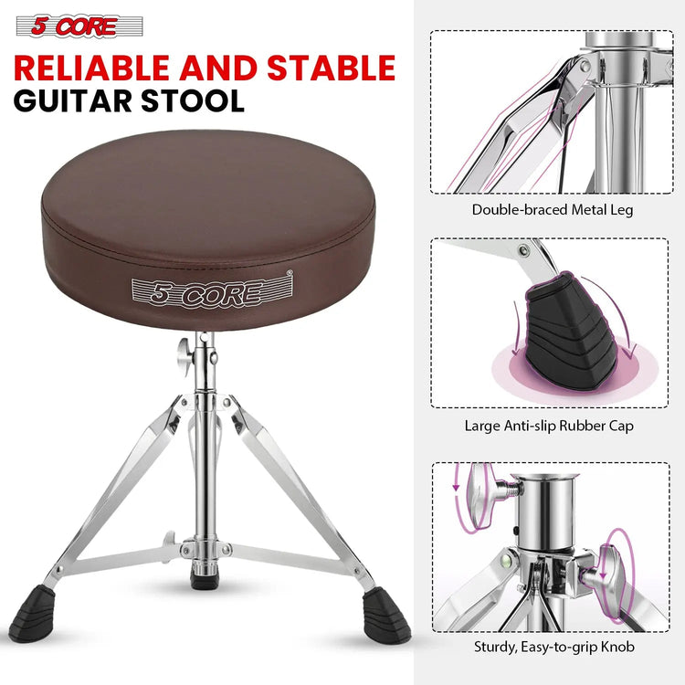 5 Core Drum Throne 3" Padded Drum Seat Height Adjustable Drumming Chair for Practice and Performance - HONORABLE VETERANS SOLUTIONS