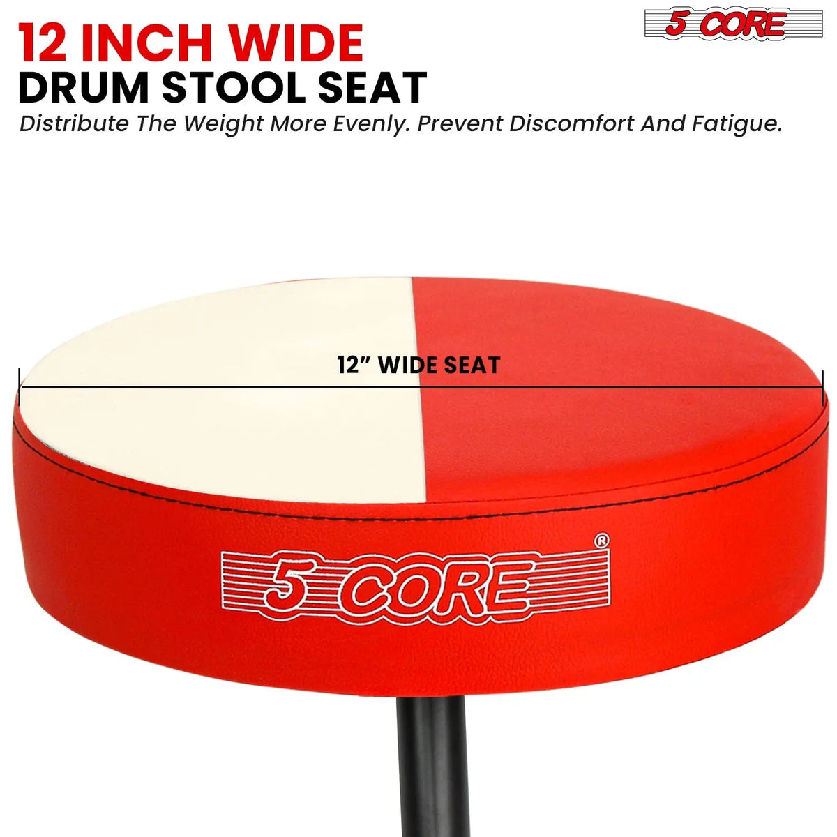 5 Core Drum Throne 3" Padded Seat Adjustable Drumming Chair for Practice and Performance - HONORABLE VETERANS SOLUTIONS