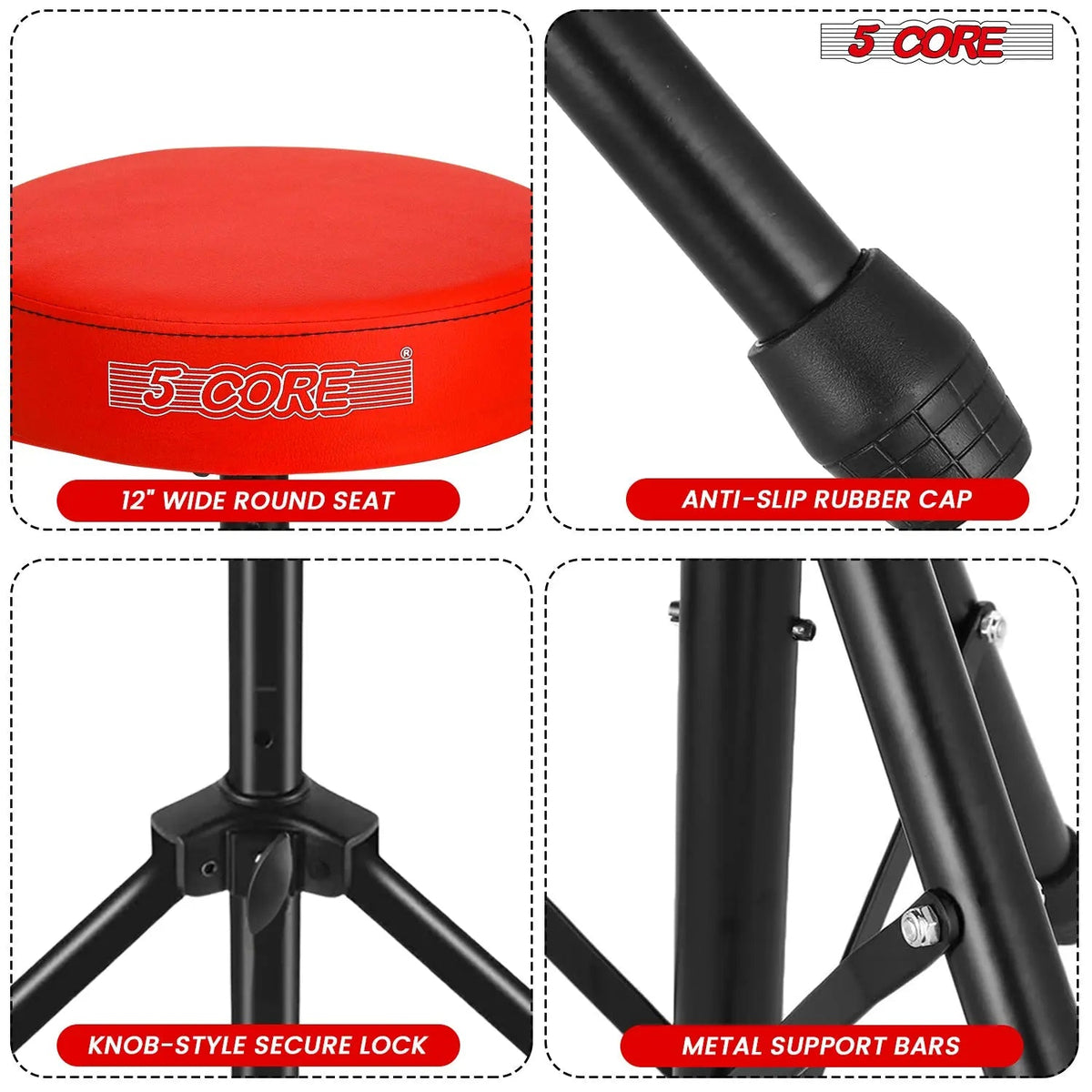 5 Core Drum Throne 3" Padded Seat Adjustable Drumming Chair for Practice and Performance - HONORABLE VETERANS SOLUTIONS