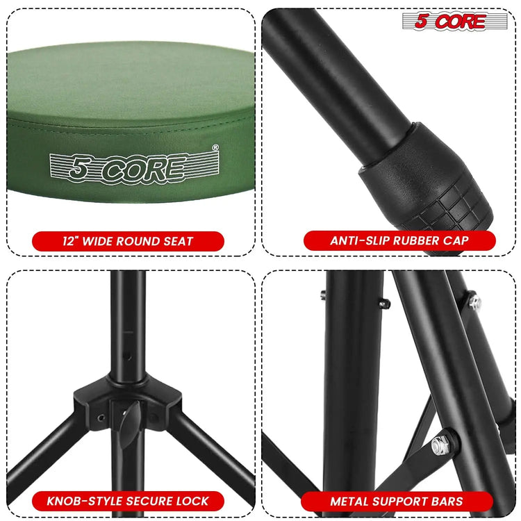 5 Core Drum Throne 3" Padded Seat Adjustable Drumming Chair for Practice and Performance - HONORABLE VETERANS SOLUTIONS