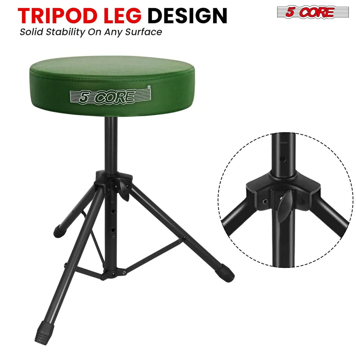 5 Core Drum Throne 3" Padded Seat Adjustable Drumming Chair for Practice and Performance - HONORABLE VETERANS SOLUTIONS
