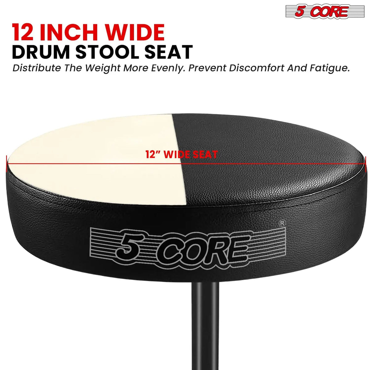 5 Core Drum Throne 3" Padded Seat Adjustable Drumming Chair for Practice and Performance - HONORABLE VETERANS SOLUTIONS