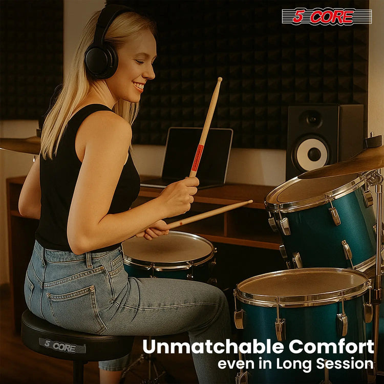 5 Core Drum Throne 3" Padded Seat Adjustable Drumming Chair for Practice and Performance - HONORABLE VETERANS SOLUTIONS