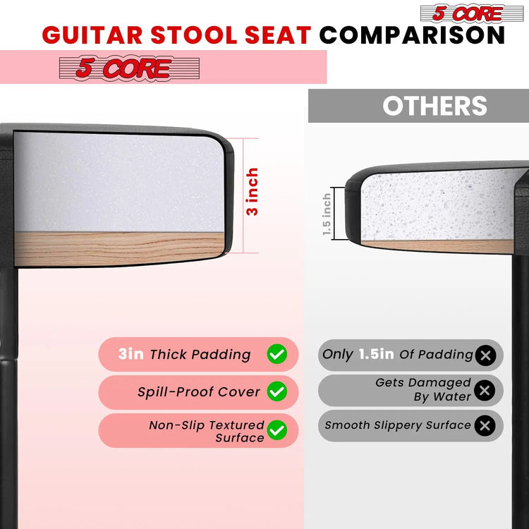 5 Core Drum Throne 3" Padded Seat Adjustable Drumming Chair for Practice and Performance - HONORABLE VETERANS SOLUTIONS