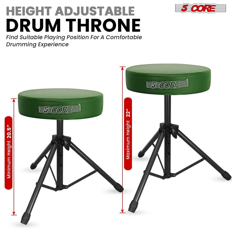 5 Core Drum Throne 3" Padded Seat Adjustable Drumming Chair for Practice and Performance - HONORABLE VETERANS SOLUTIONS