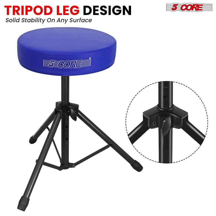 5 Core Drum Throne 3" Padded Seat Adjustable Drumming Chair for Practice and Performance - HONORABLE VETERANS SOLUTIONS