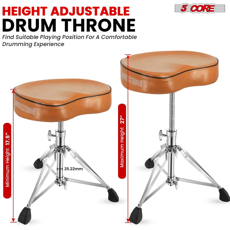 5 Core Drum Throne 4" Padded Saddle Seat Heavy Duty Adjustable Drumming Chair - HONORABLE VETERANS SOLUTIONS