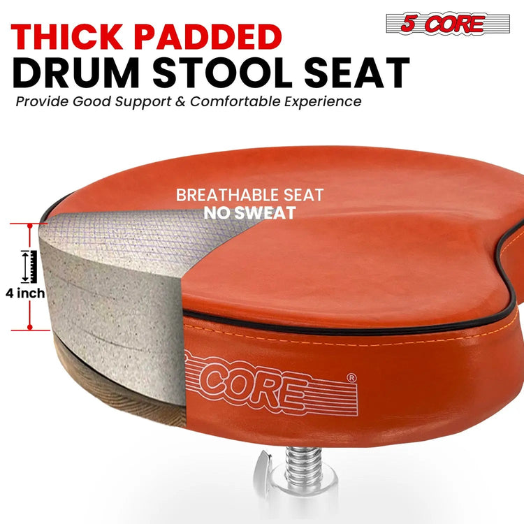 5 Core Drum Throne 4" Padded Saddle Seat Heavy Duty Adjustable Drumming Chair - HONORABLE VETERANS SOLUTIONS