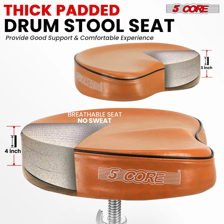 5 Core Drum Throne 4" Padded Saddle Seat Heavy Duty Adjustable Drumming Chair - HONORABLE VETERANS SOLUTIONS