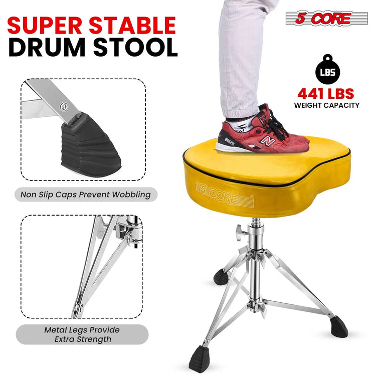 5 Core Drum Throne 4" Padded Saddle Seat Heavy Duty Adjustable Drumming Chair - HONORABLE VETERANS SOLUTIONS