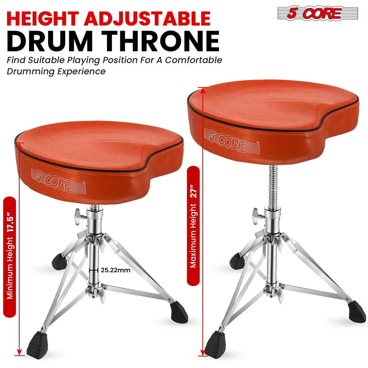 5 Core Drum Throne 4" Padded Saddle Seat Heavy Duty Adjustable Drumming Chair - HONORABLE VETERANS SOLUTIONS