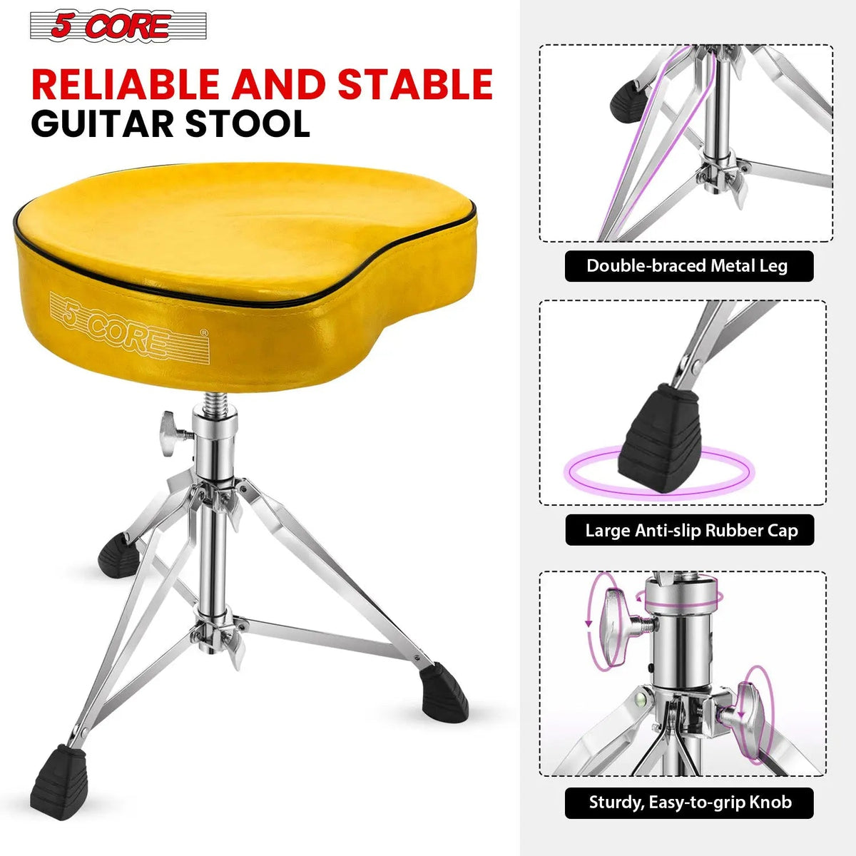 5 Core Drum Throne 4" Padded Saddle Seat Heavy Duty Adjustable Drumming Chair - HONORABLE VETERANS SOLUTIONS