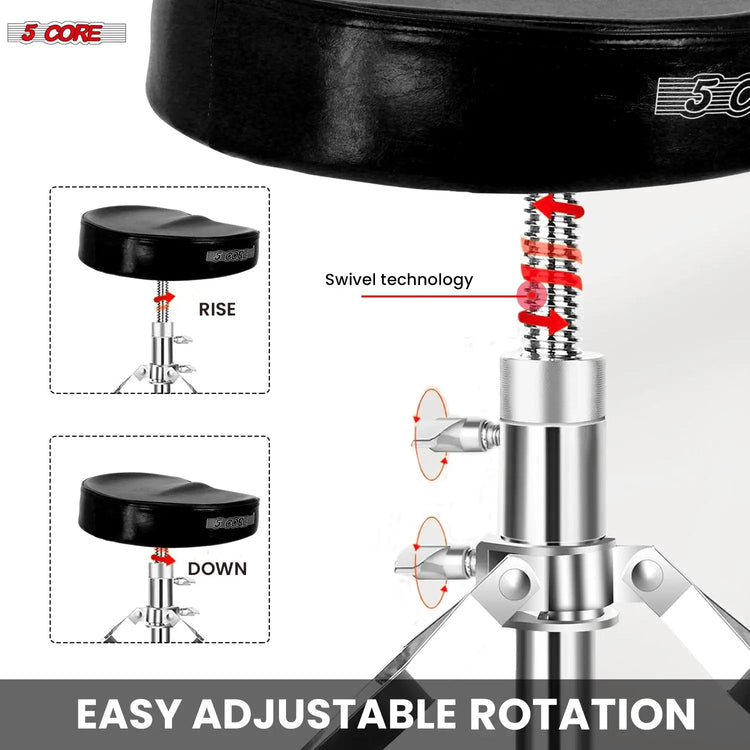 5 Core Drum Throne 4" Padded Saddle Seat Heavy Duty Adjustable Drumming Chair - HONORABLE VETERANS SOLUTIONS