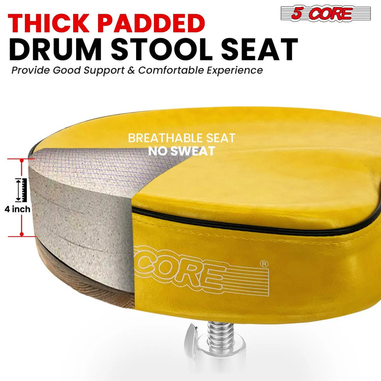 5 Core Drum Throne 4" Padded Saddle Seat Heavy Duty Adjustable Drumming Chair - HONORABLE VETERANS SOLUTIONS